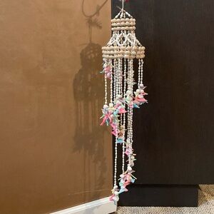 VTG 26”L BOHO Hanging Seashell Cowrie Chandelier Wind Chime -READ DESCRIPTION